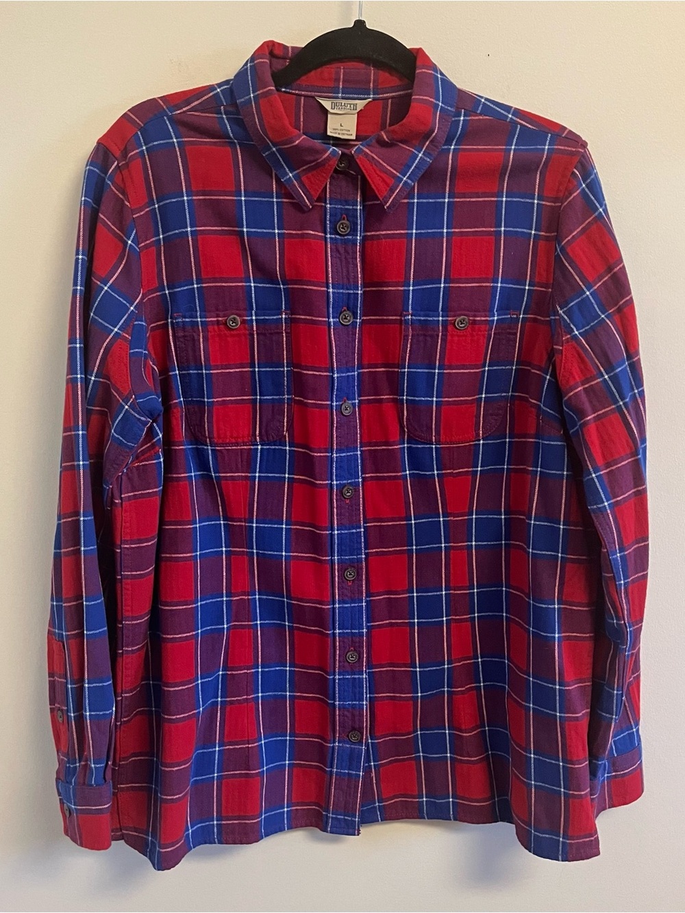 Flannel Plaid Western Plaid Shirt Cotton Womens Large Duluth Trading Co.